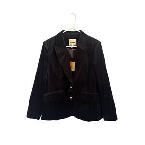 Boden NWT Black Velvet Velour Blazer Jacket Sz 10R Casual Women’s